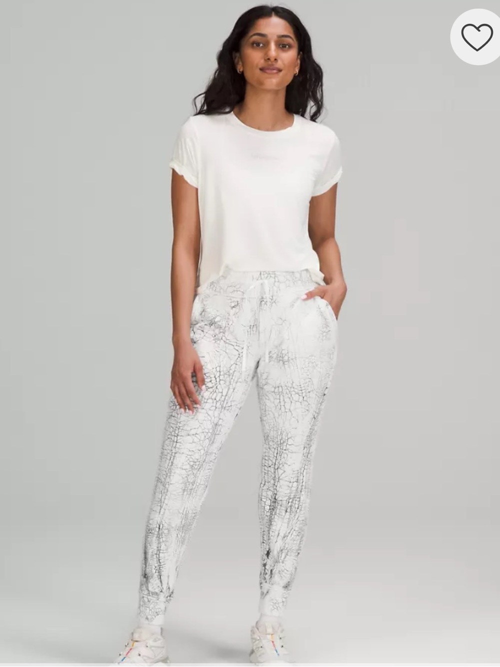 LULULEMON Warm Down Joggers 7/8 Pants Length White Grey Womens Size 4 Like New